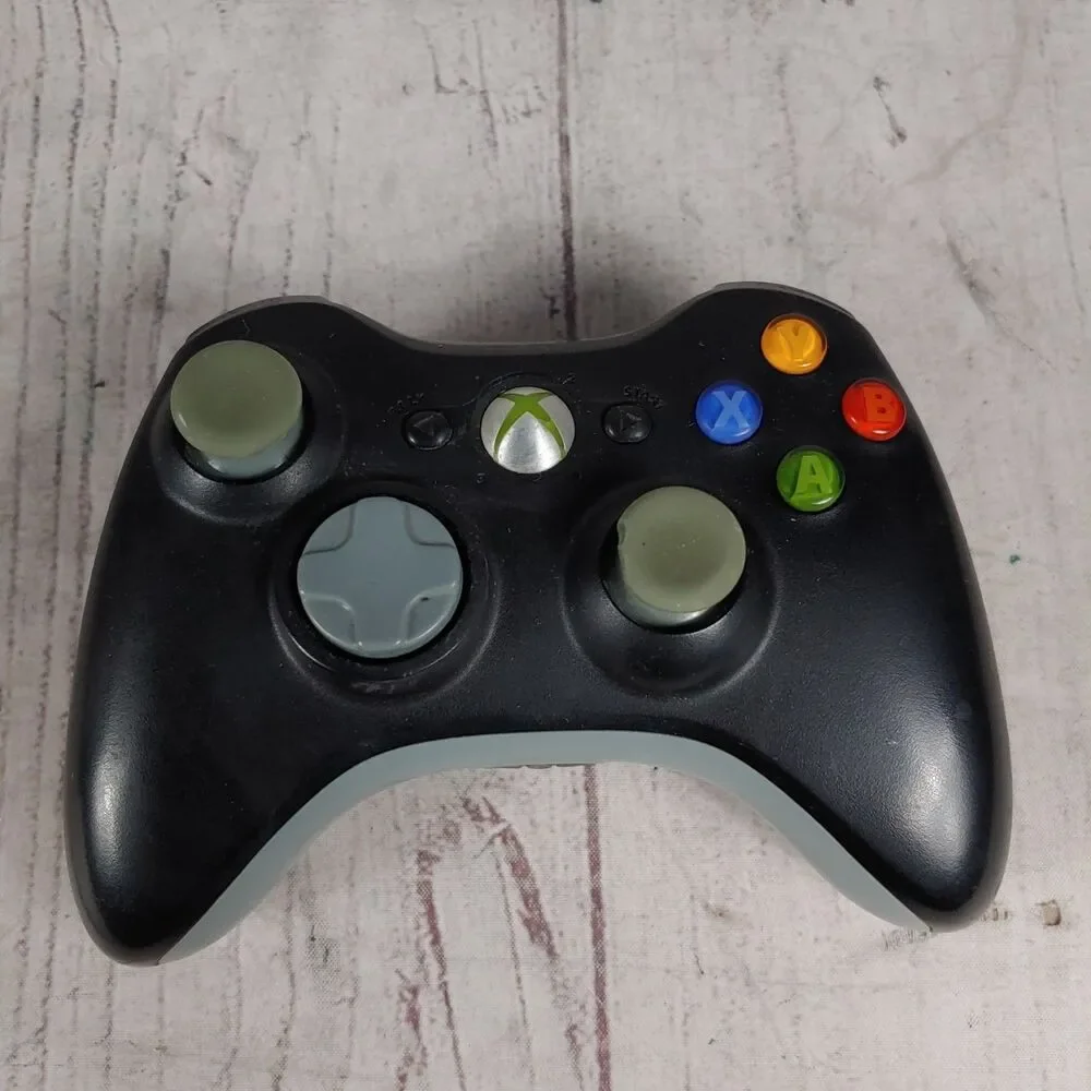 Microsoft Xbox 360 Wireless Controller - BLACK No Battery Cover - TESTED WORKING
